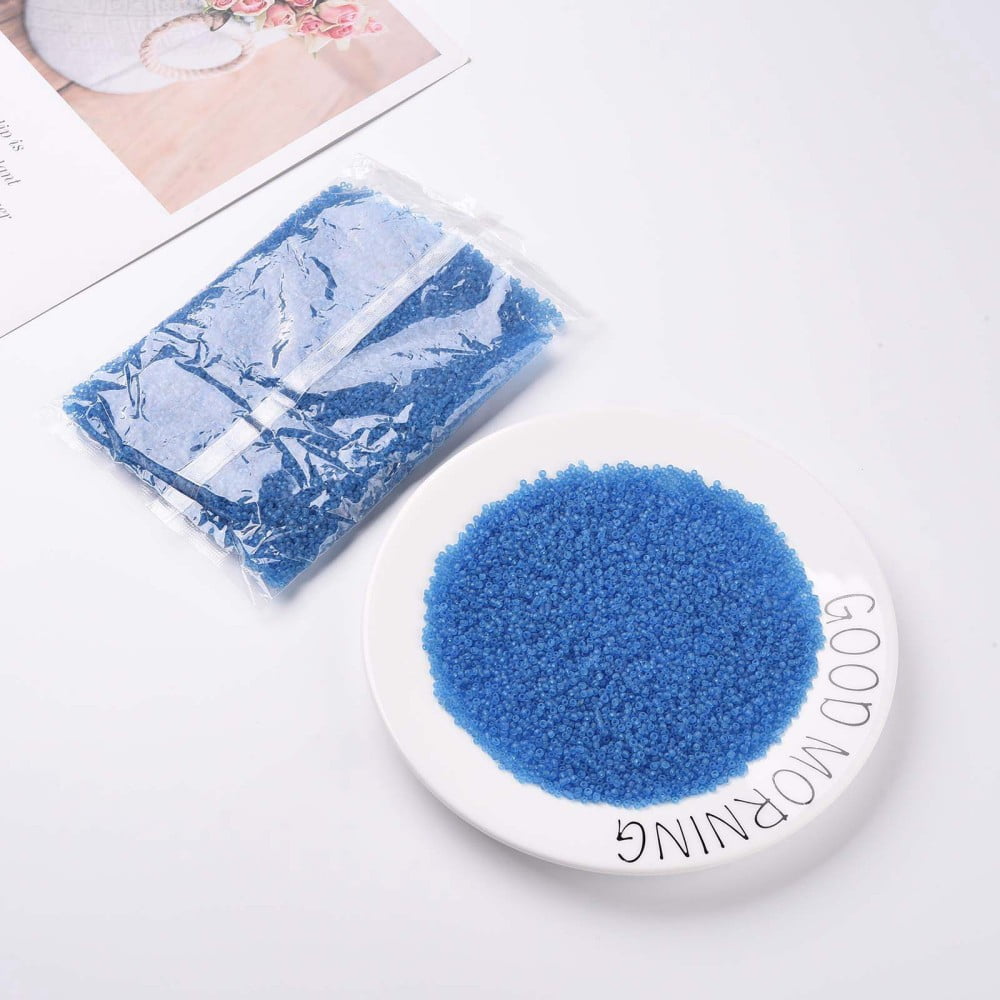 Glass Seed Beads Frosted Colors Round Sky Blue 3mm