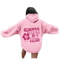 thumbnail image 2 of Blouses for Women Dressy Casual Long Sleeve Winter Loose Fit Hooded Mitten Cold Shoulder Drawstring Floral Leisure Sweatshirt Letters Loose Fit Hooded Sweatshirts Long Sleeves Pockets Pullovers, 2 of 6