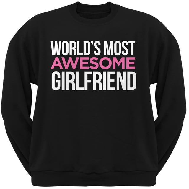 Chandail en Molleton à Col Rond Noir pour Adulte World's Most Awesome Girlfriend