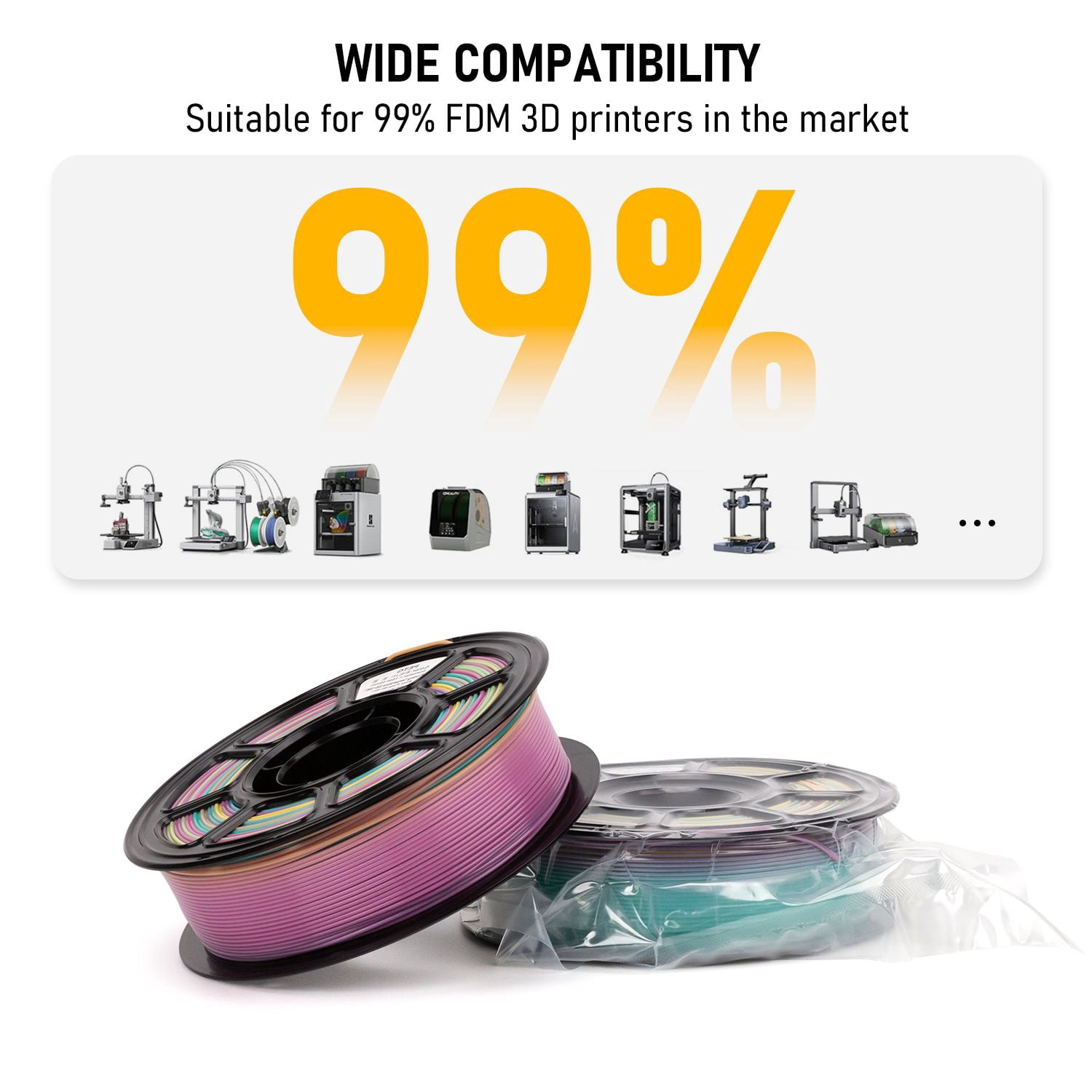 Brakzilon Rainbow PETG Filament 1.75mm Multicolor 3D Printer Filament Color Change Gradient FDM Filament 1kg Spool for DIY Printing