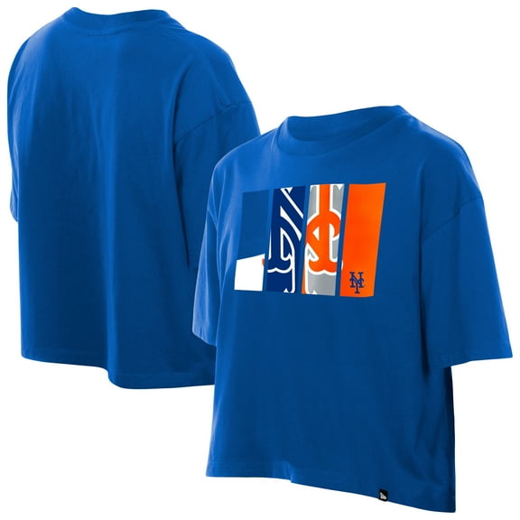 Women's New Era Royal New York Mets Boxy Foil Logo T-Shirt