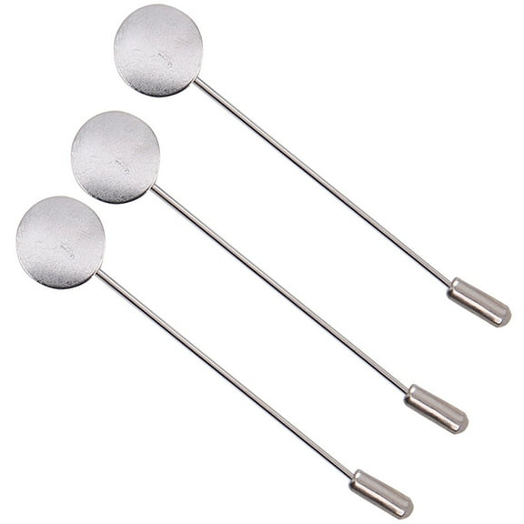 Omeite 50pcs Fashion Round Tray Safety Word Pin Tray DIY Brooches Needle Suit Tie Hat Scarf Badge for DIY Jewelry Accessories(Silver)
