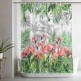 thumbnail image 5 of Shower Curtains for Bathroom-72"x72",Tropical Pink Flamingo Green Leaf Waterproof Bath Curtain Grommet Shower Curtain Set with Hooks, 5 of 9