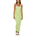 thumbnail image 3 of Musuos Women's Bodycon Long Dress Sleeveless Square Neck Contrast Color Tank Dress Summer Beachwear, 3 of 8
