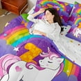 thumbnail image 4 of Erosebridal Magical Unicorn Bedding Sets Twin Size, Initial Letter Z Comforter Sets with Sheets, Cartoon Rainbow Reversible Bedding Twin Size, Microfiber Room Decorative, 7pcs, 4 of 7
