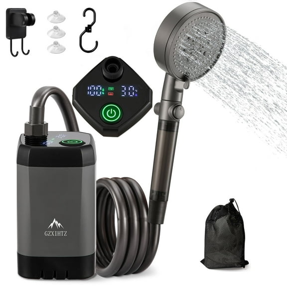 Upgrade Outdoor Portable Camping Shower, 6000mAh Rechargeable Electric Shower Pump with Multifunctional Handheld Filter Shower Head, Suitable for Rinsing, Hiking, RV Travel, Beach Vacations