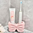 thumbnail image 3 of Bow Tooth Brush Holder for Bathroom, Toothpaste Holder for Bathroom Bowtie Toothbrush Holder with Cute 2 Slots, Home Countertop Accessories for Bathroom Bow Decor Portable Quick Dry (Pink), 3 of 8