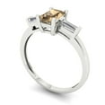 thumbnail image 2 of 0.8 ct Emerald Cut Simulated Champagne Diamond Three-Stone Engagement Ring for Women in 18K White Gold, 2 of 5