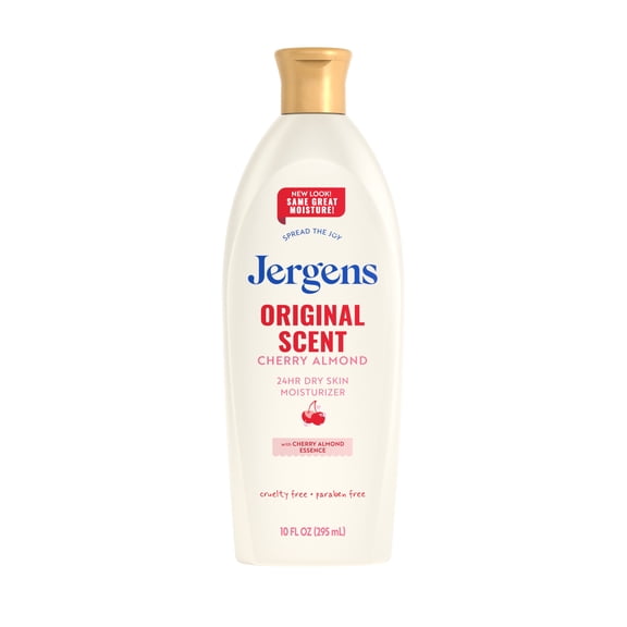 Jergens Original Scent with Cherry Almond Body Lotion Moisturizer for Dry Skin, 10 fl oz