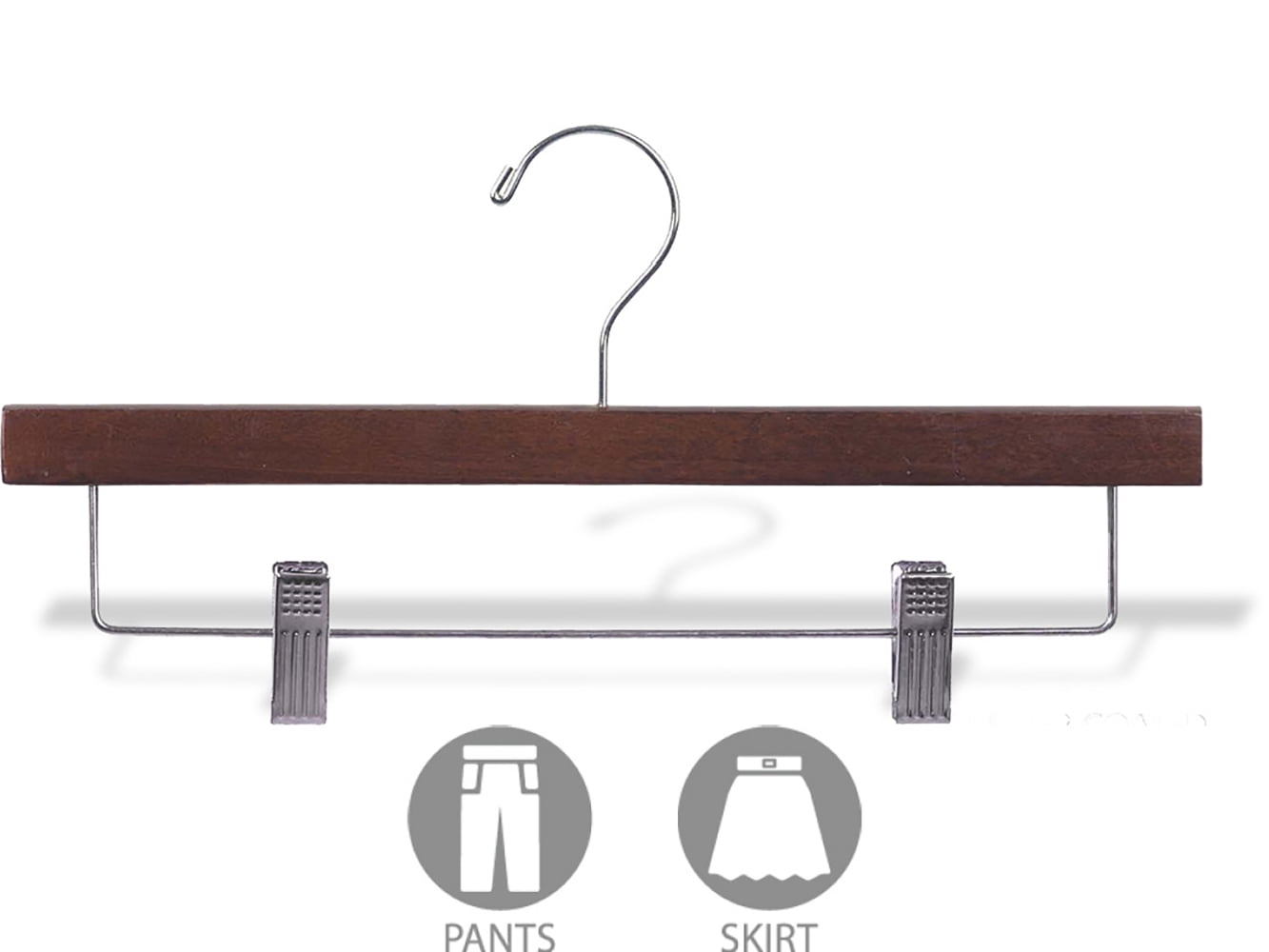 INTERNATIONAL HANGER Rubber Coated Walnut Wood Bottom Hanger, 100 Pack