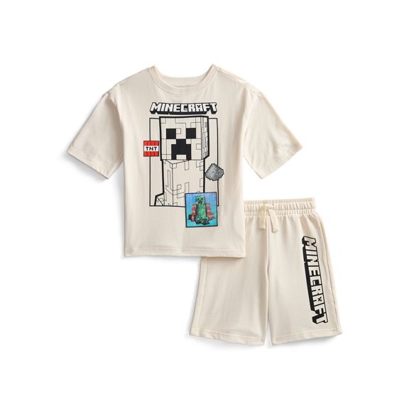 Minecraft Boys Graphic Tee and Fleece Shorts Set, 2-Piece, Sizes 4-16