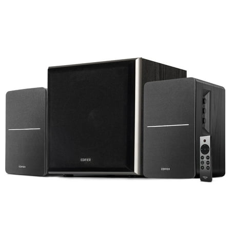 Edifier R1280DBs Active Bluetooth Bookshelf Speakers with T5 8-Inch Powered Subwoofer Bundle - 2.0 Wireless Studio Monitor Speaker Set with Optical Input – Black