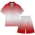 thumbnail image 3 of Mens Pajama Set Casual Satin Silk Button Down 2 Piece Short Sleeve Pant Plus Size Sleepwear,Red,3XL, 3 of 4