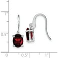 thumbnail image 4 of Sterling Silver Rhodium Plated Garnet Wire Earrings (20 X 7) Made In Thailand qdx603, 4 of 5