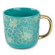 Thyme & Table Stoneware Coffee Mug, 16 fl oz, Teal Succulent