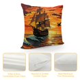 thumbnail image 4 of Vintage Boat Throw Pillow Cushion Case , Sunset Sailing Old Boat Horizon Dramatic Ocean Dawn Seagulls Flying, Modern Accent Double-Sided Digital Printing,, Maroon Orange Black, 4 of 5