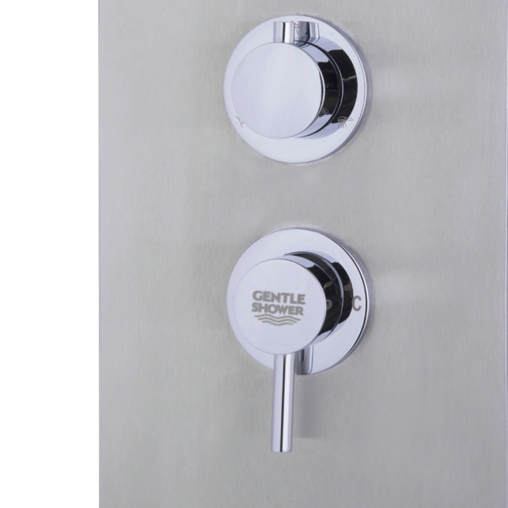 Finihen Shower Panel, Shower Panel Tower System, 59â Stainless Steel Shower Panel with Massage Jets and Hand Shower, Silver