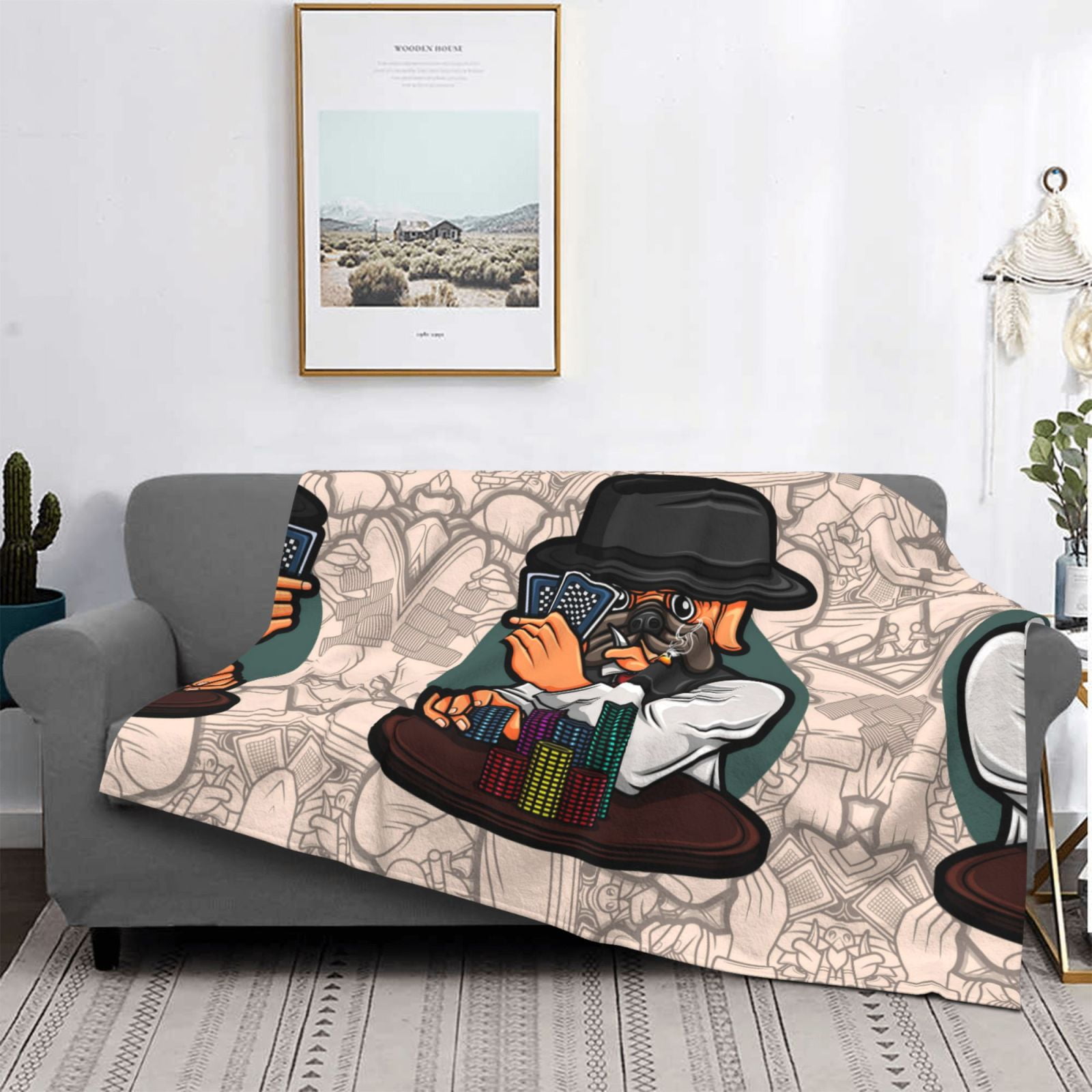 Throw Blanket for Couch - Pug Dog Soft Comfy Lightweight Cozy Warm Throw Blanket, Fuzzy Plush Flannel Blanket & Throws for Sofa and Bed All Season