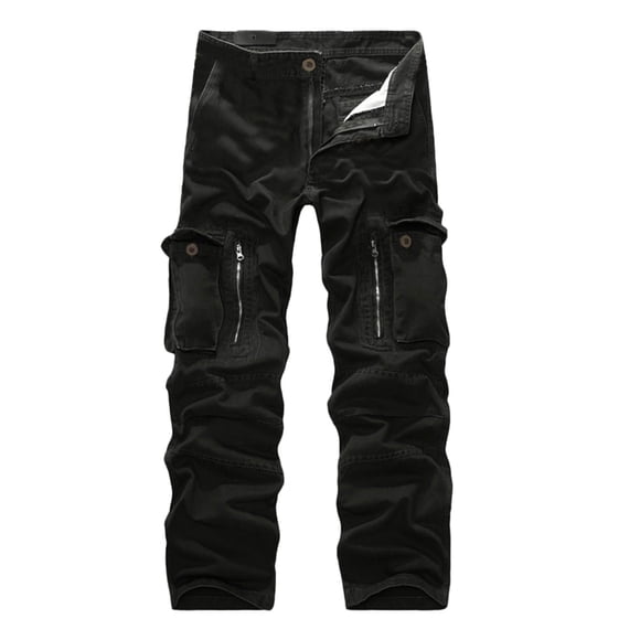 2DXuixsh Men's Casual Pants Mens Cargo Pants Casual Slim Feet Elastic Fashion Lightweight Work Pants Pockets Sports Tracksuit Pants Black Size L-31