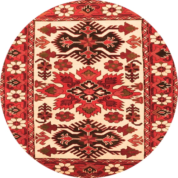 Ahgly Company Indoor Round Persian Orange Traditional Area Rugs, 4' Round