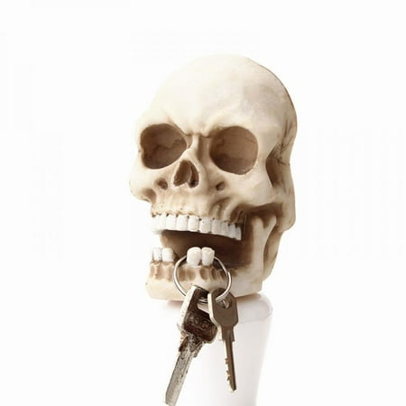 

ZDMATHE Creative Skull Sculpture Key Storage Hook Wall Mount Resin Skeleton Ornament Statue Funny Halloween Gift Home Party Decoration