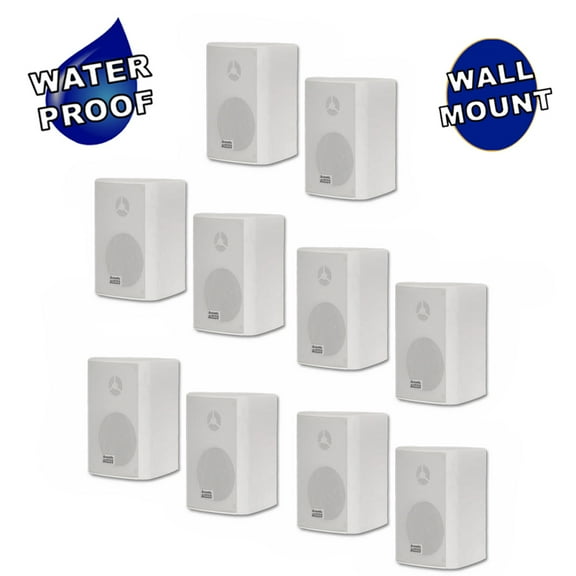 Acoustic Audio AA351W Indoor Outdoor 2 Way Speakers 2500 Watt White 5 Pair Pack AA351W-5Pr