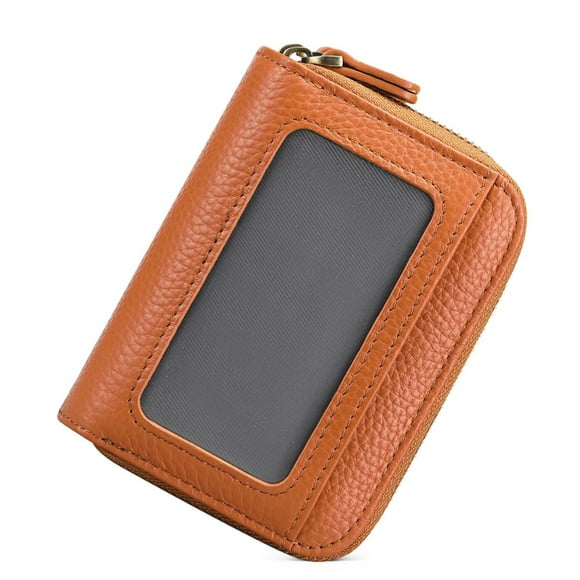 Small Leather Wallet for Women, Women's Double zippered purse, RFID Blocking Credit Card Holder Wallet, 11*8*4cm