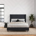 thumbnail image 2 of DHP Eveline Upholstered Platform Bed Frame with High Wingback Headboard, Queen, Textured Dark Blue Canvas, 2 of 20