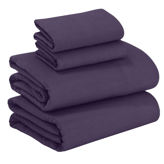 RUVANTI 100% Cotton Flannel Sheets King Size - 4 Piece Warm, Soft & Breathable, Deep Pocket, Double Brushed Cozy All Season Bedding Set, Egg Plant