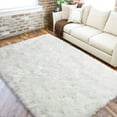 thumbnail image 6 of YJ.GWL Fluffy Faux Sheepskin Plush Area Rug Soft Fuzzy Rugs Floor Carpet for Bedroom Living Room,4'x6',White, 6 of 7
