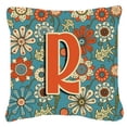 thumbnail image 1 of Carolines Treasures CJ2012-RPW1818 Lettre R Fleurs Rétro Bleu Toile Tissu Coussin Décoratif, 1 of 1