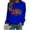 Blue, variant on LEAVINGSUO Blouses for Women 2023 Womens Plus Size $5 Fashion Women Round Neck Long Sleeve T-Shirt Printing Sweatshirt Blouse Tops Black M