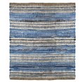 thumbnail image 1 of Fabstyles Indigo Recycled Denim & Leather Rug for Living Room, Hallway, Patio, 1 of 5