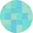 thumbnail image 1 of Ahgly Company Machine Washable Indoor Round Transitional Turquoise Green Area Rugs, 4' Round, 1 of 7
