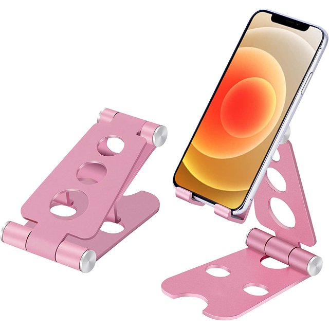 Adjustable Cell Phone Stand, Sturdy Aluminum Metal Desktop Phone Dock Holder Compatible with iPhone,ipad, Mobile Phone, All Android Smartphone,Tablet(4-12.9'') ,Rose Gold