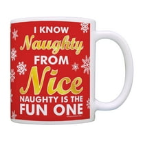 ThisWear Secret Santa Gift Know Naughty From Nice Stocking Stuffer Christmas Gag 11 ounce Coffee Mug Red