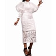 thumbnail image 2 of Women'S Elegant Floral Lace Long Sleeve Bodycon Pencil Dress for Evening Events White XXL, 2 of 10