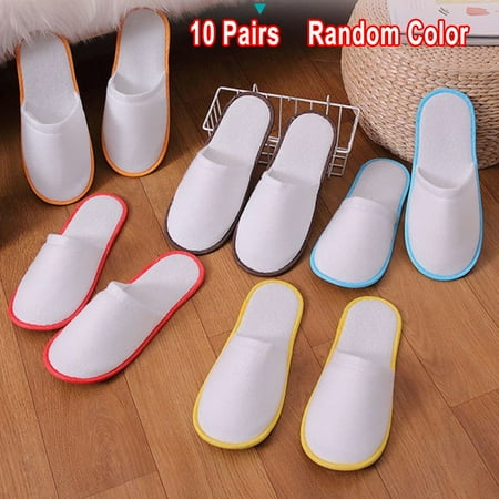 

BAMILL 10Pairs Spa Hotel Guest Soft Slippers Closed Toe Disposable Travel Slipper