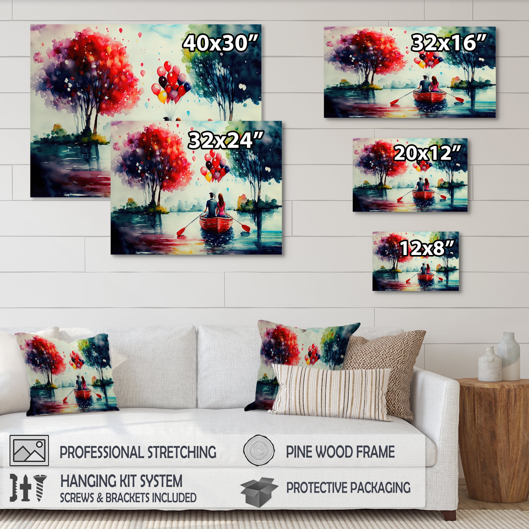 Designart Romantic Couple On The Water I Canvas Wall Art