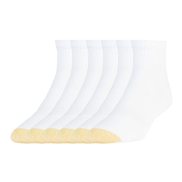 Calcetines GOLDTOE Tech para hombre, 6 pares, blancos, talla L
