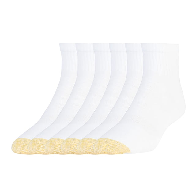 Calcetines GOLDTOE Tech para hombre, 6 pares, blancos, talla L
