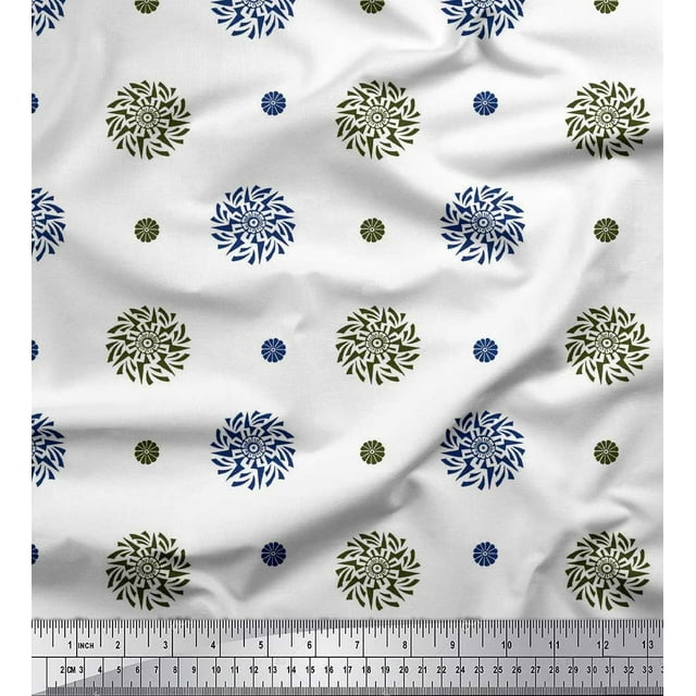 Soimoi Poly Georgette Fabric Floral Block Decor Fabric Printed Yard 52 Inch Wide