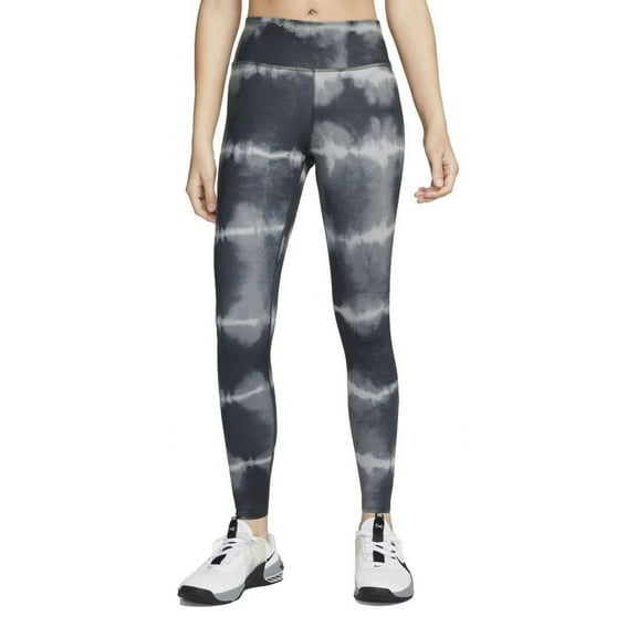 Nike Women's Dri-Fit One Luxe Mid Rise Printed Training Tights - (Black/White, X-Small)