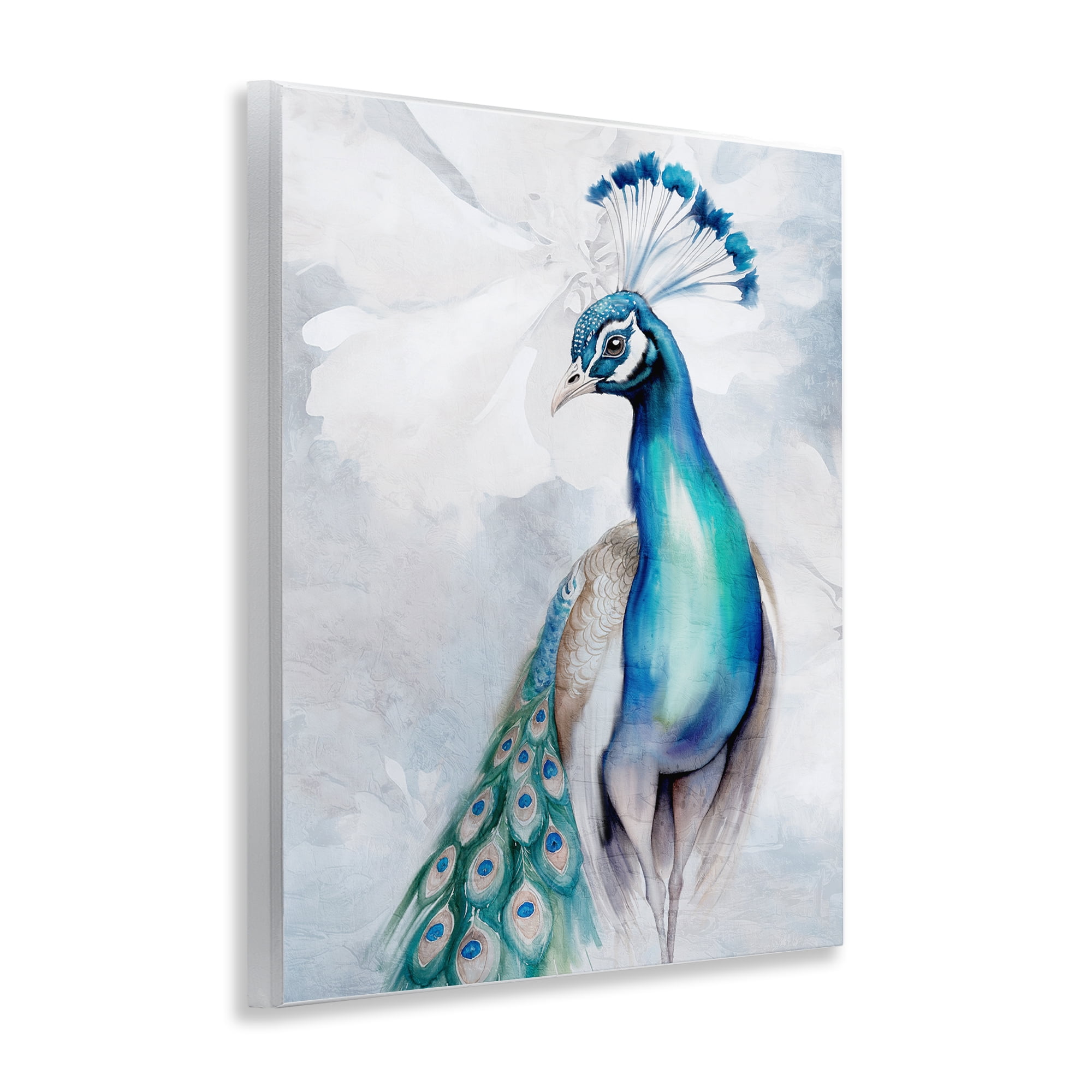 Stupell Industries Soft Elegant Peacock Portrait Animals Painting Unframed Art Print Wall Art, 11 x 14