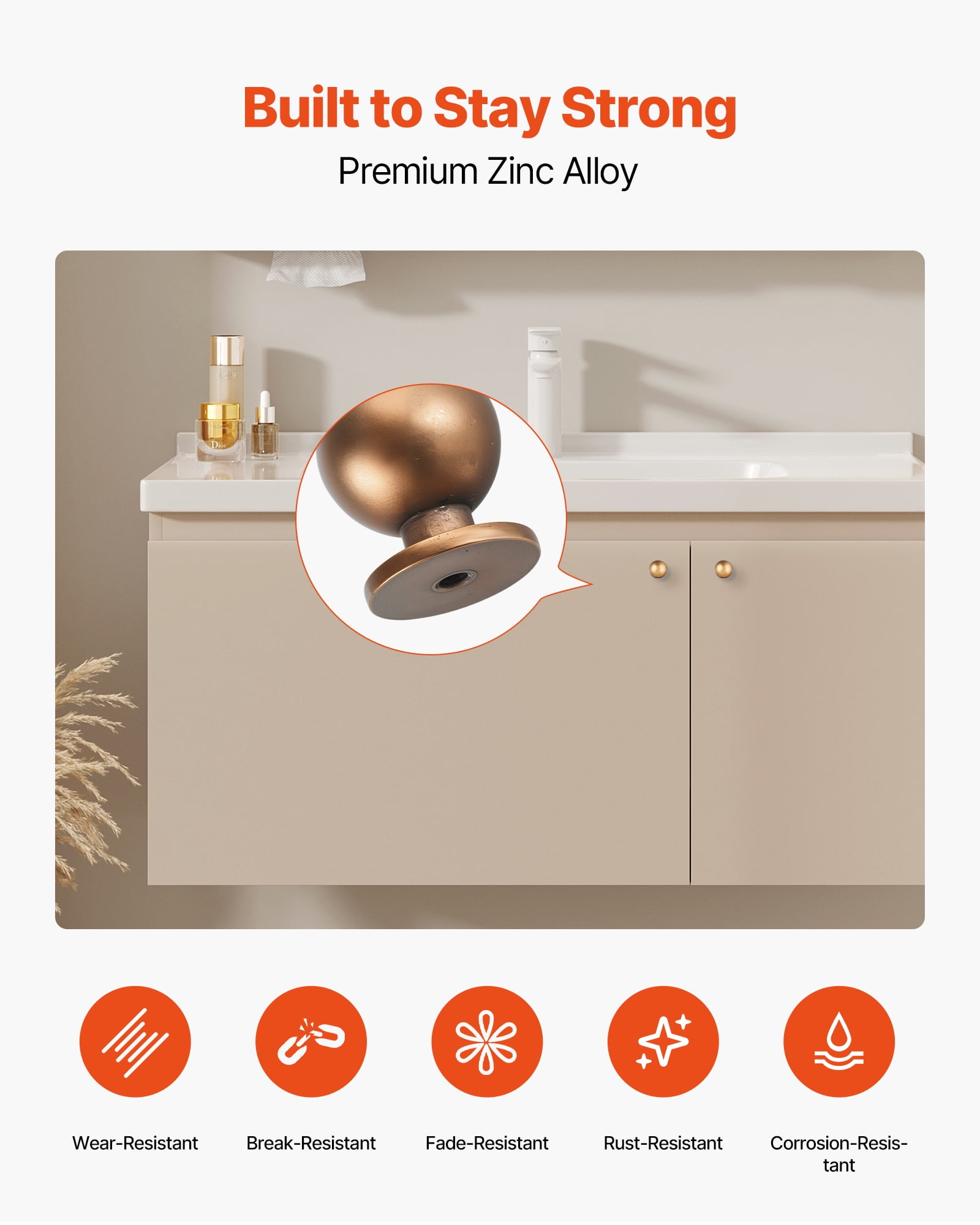 VEVOR Cabinet Knobs,12 Pack,0.98 Inch Zinc Alloy Drawer Pulls Door Handles, Round Kitchen Dresser Solid Knobs Cupboard Hardware with Screws for Bathroom Closet Cabinets Drawers,Antique Brass Color