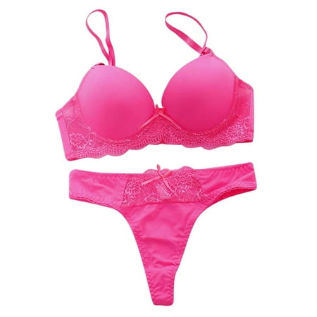 Sexy Lingerie For Women Lingerie Bra Padded Lace Ladies Knicker Push Up Women S Sexy Bras Set Underwear  Pink Women s Intimates