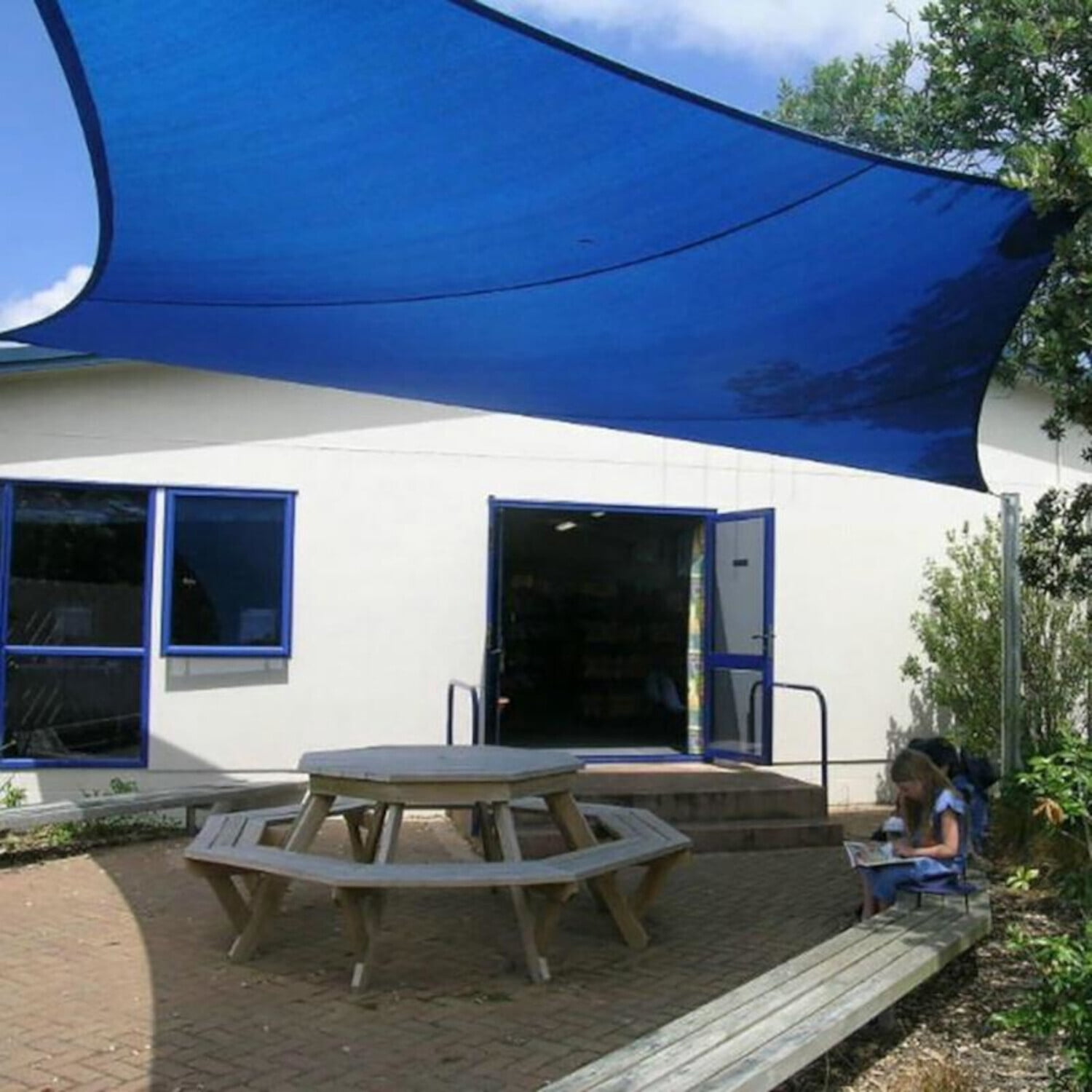 Blue Shade Cloth 12x12ft - 3 Season Sun Shade for Patio, Garden, Outdoor Use