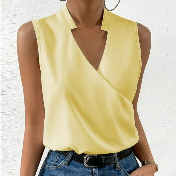 Njoeus Workout Tops for Women, Tops for Women Trendy women's Elegant V-Neck Tank Tops Summer Casual Sleeveless Work Office Shirts Blouses Solid Tunic Top S-3XL