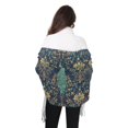 thumbnail image 4 of FORMRS Womens Scarf Winter Soft Long Big Warm Shawls Wrap Tassel Scarves, Navy Blue Peacock Pattern, 4 of 9