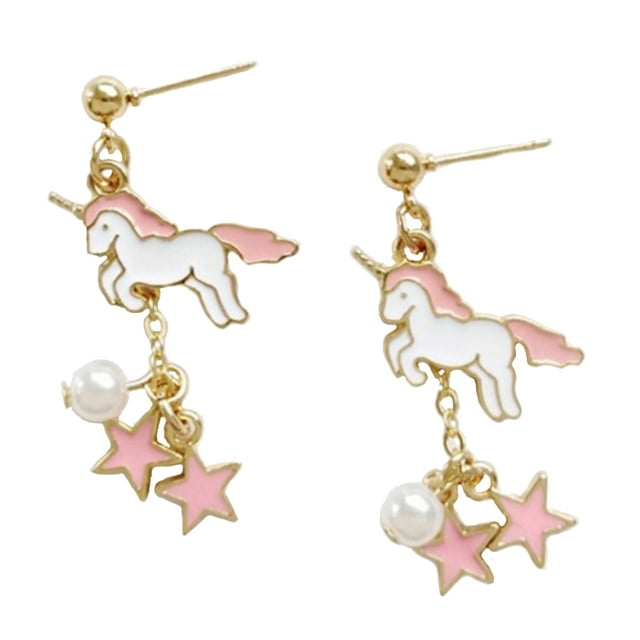Unicorn Earrings Drop Dangle Pink White Pearl Star Unicorn Jewelry, J ...